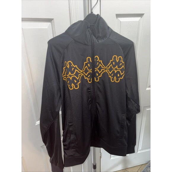 Kappa Men's Full Zip Track Jacket Size Medium Black and Yellow with Logo NEW - Picture 1 of 3